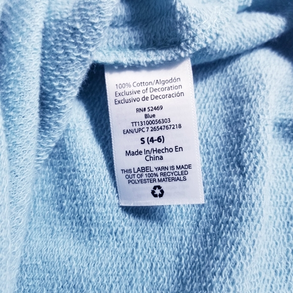 TIME AND TRU RUFFLE SLEEVE BLUE SWEATSHIRT SIZE SMALL 100% COTTON - Picture 4 of 12